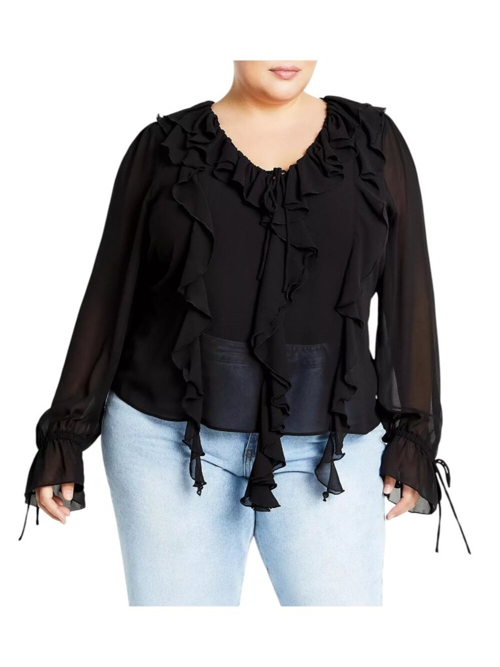 CITY CHIC Plus Size Felix Top Black Long Sleeve Size Plus Medium (18) NWT